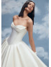 Strapless Ivory Pleated Satin Corset Back Timeless Wedding Dress